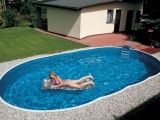 PISCINA PREFABRICATA DE FORPISCINA OVALA DIMENSIUNI: 7,3 M X 3,7 M. ADANCIME 1,20 M 